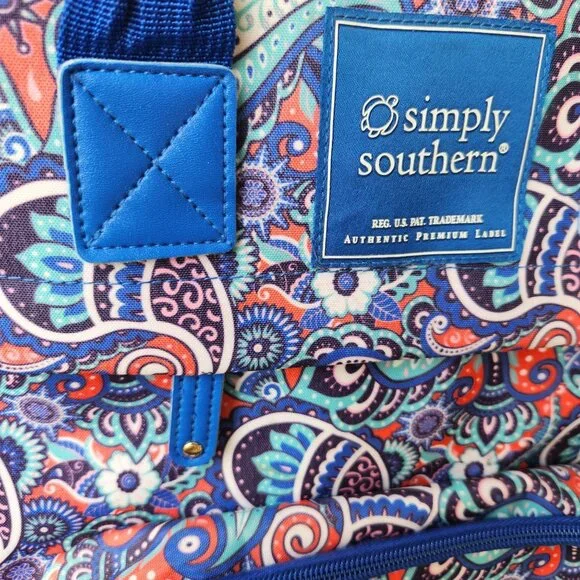 Large Simply Southern Blue Paisley Backpack Academia School Pretty Colorful Cute - Picture 12 of 16